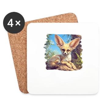 Fennec Renard Fenneks Fennek - Dessous de verre (lot de 4) - blanc - Devant