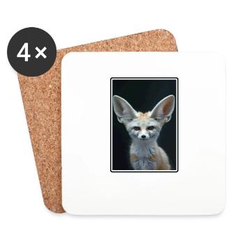 Fennec Renard Fenneks Fennek - Dessous de verre (lot de 4) - blanc - Devant