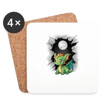 Full Moon Dragon Dragon Moon Mythical Creature - Coasters (set of 4) - white - Front