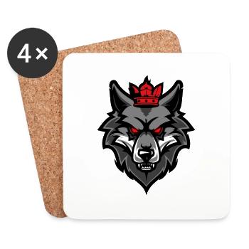 Wolf Kopf Krone - Untersetzer (4er-Set) - Weiß - Vorne