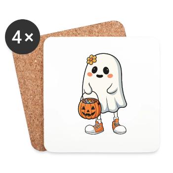 Cute ghost with sweets - Coasters (set of 4) - white - Front