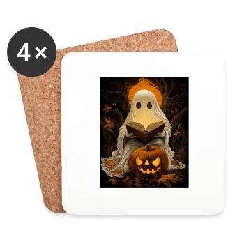 Cadeau d’Halloween Femmes Hommes Enfants Décoration - Dessous de verre (lot de 4) - blanc - Devant