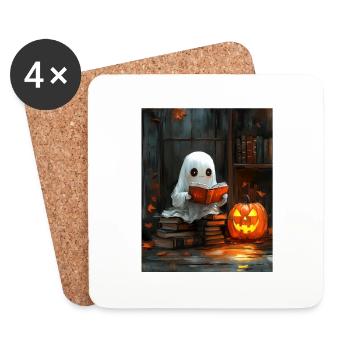Cadeau d’Halloween Femmes Hommes Enfants Décoration - Dessous de verre (lot de 4) - blanc - Devant