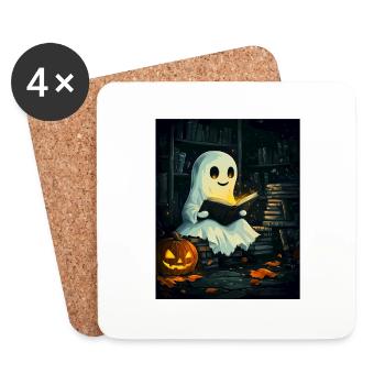 Cadeau d’Halloween Femmes Hommes Enfants Décoration - Dessous de verre (lot de 4) - blanc - Devant