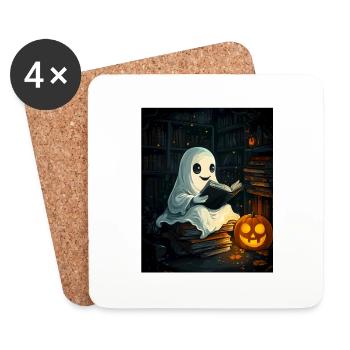 Cadeau d’Halloween Femmes Hommes Enfants Décoration - Dessous de verre (lot de 4) - blanc - Devant