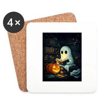 Cadeau d’Halloween Femmes Hommes Enfants Décoration - Dessous de verre (lot de 4) - blanc - Devant