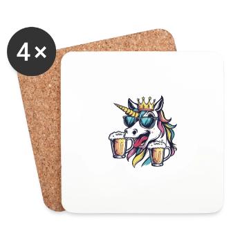 Licorne Bière Drôle - Dessous de verre (lot de 4) - blanc - Devant