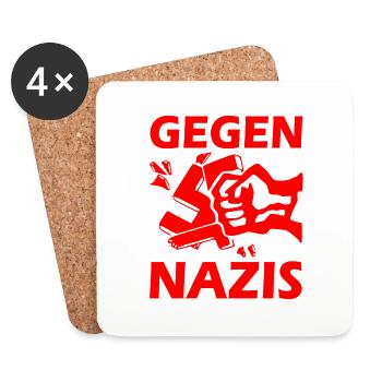 Gegen nazis - Untersetzer (4er-Set) - Weiß - Vorne