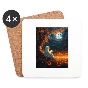 Cadeau d’Halloween Femmes Hommes Enfants Décoration - Dessous de verre (lot de 4) - blanc - Devant