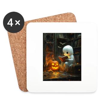 Cadeau d’Halloween Femmes Hommes Enfants Décoration - Dessous de verre (lot de 4) - blanc - Devant