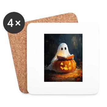 Cadeau d’Halloween Femmes Hommes Enfants Décoration - Dessous de verre (lot de 4) - blanc - Devant