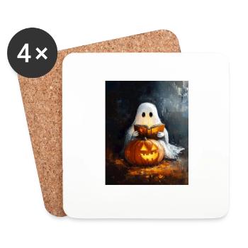 Cadeau d’Halloween Femmes Hommes Enfants Décoration - Dessous de verre (lot de 4) - blanc - Devant
