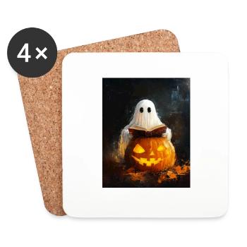 Cadeau d’Halloween Femmes Hommes Enfants Décoration - Dessous de verre (lot de 4) - blanc - Devant