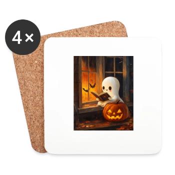 Cadeau d’Halloween Femmes Hommes Enfants Décoration - Dessous de verre (lot de 4) - blanc - Devant