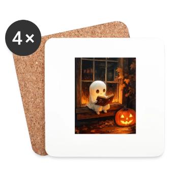 Cadeau d’Halloween Femmes Hommes Enfants Décoration - Dessous de verre (lot de 4) - blanc - Devant