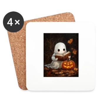 Cadeau d’Halloween Femmes Hommes Enfants Décoration - Dessous de verre (lot de 4) - blanc - Devant
