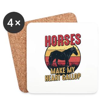 Horses Make My Heart Gallop Horseback Riding Girl - Untersetzer (4er-Set) - Weiß - Vorne