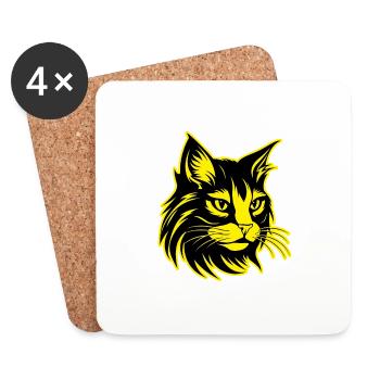 Cat Animal Portrait - Coasters (set of 4) - white - Front