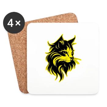 Cat Animal Portrait - Coasters (set of 4) - white - Front
