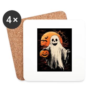 Cadeau d’Halloween Femmes Hommes Enfants Décoration - Dessous de verre (lot de 4) - blanc - Devant