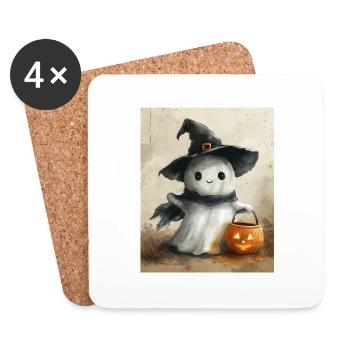 Cadeau d’Halloween Femmes Hommes Enfants Décoration - Dessous de verre (lot de 4) - blanc - Devant