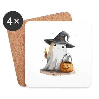 Cadeau d’Halloween Femmes Hommes Enfants Décoration - Dessous de verre (lot de 4) - blanc - Devant