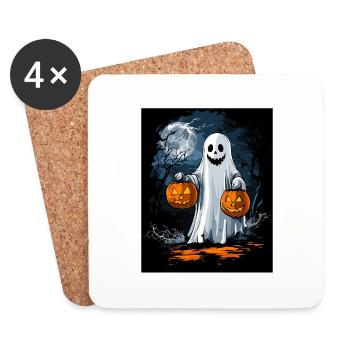 Cadeau d’Halloween Femmes Hommes Enfants Décoration - Dessous de verre (lot de 4) - blanc - Devant