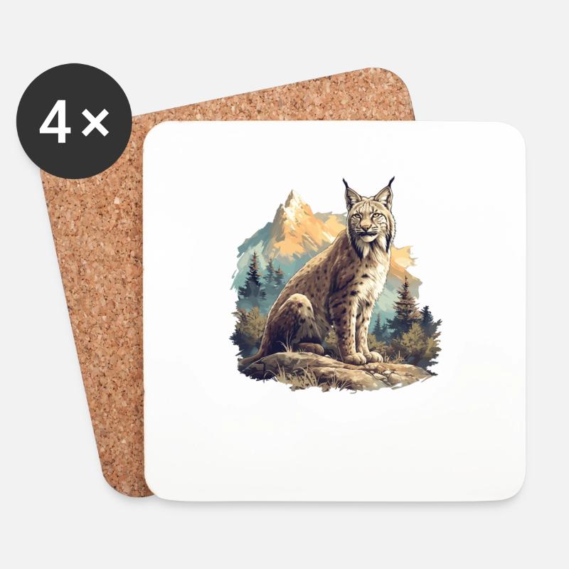 Lynx Luchse Luchs - Untersetzer (4er-Set) - Weiß