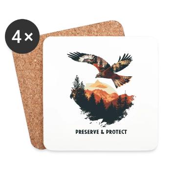 Preserrve & Protect Red Milan Bird of Prey - Coasters (set of 4) - white - Front