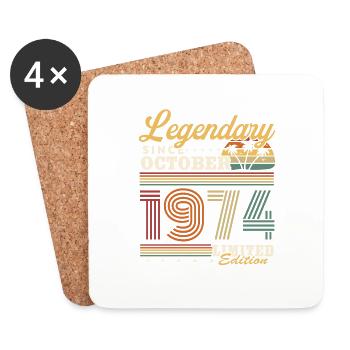 Légendaire depuis octobre 1974 Vintage Anniversaire - Dessous de verre (lot de 4) - blanc - Devant