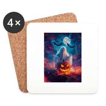 Cadeau d’Halloween Femmes Hommes Enfants Décoration - Dessous de verre (lot de 4) - blanc - Devant
