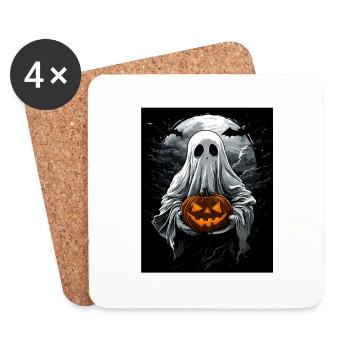 Cadeau d’Halloween Femmes Hommes Enfants Décoration - Dessous de verre (lot de 4) - blanc - Devant