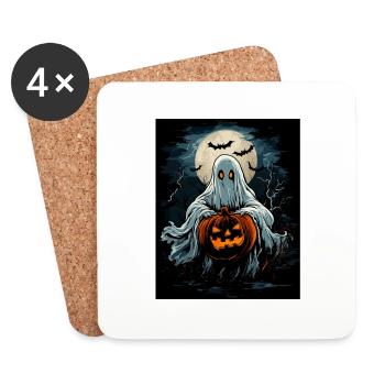 Cadeau d’Halloween Femmes Hommes Enfants Décoration - Dessous de verre (lot de 4) - blanc - Devant