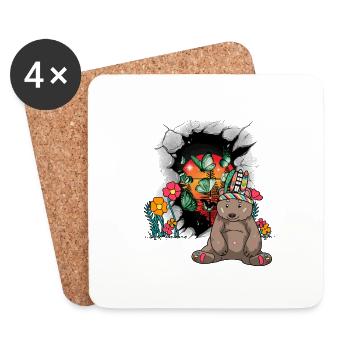 Ours Nature Amoureux de la Nature Chaman Ours Enfants - Dessous de verre (lot de 4) - blanc - Devant
