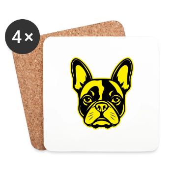 French Bulldog Dog Portrait - Coasters (set of 4) - white - Front
