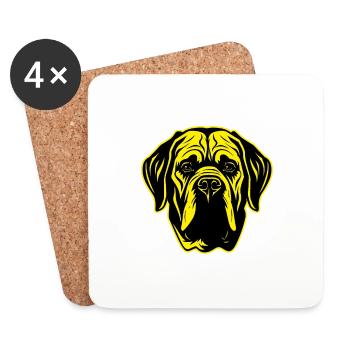 Mastiff Dog Animal Portrait - Coasters (set of 4) - white - Front