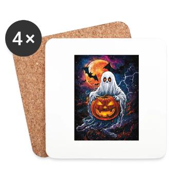 Cadeau d’Halloween Femmes Hommes Enfants Décoration - Dessous de verre (lot de 4) - blanc - Devant