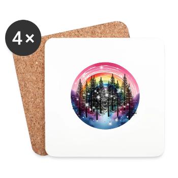 Fir Trees Forest Nature Rainbow Mystical - Coasters (set of 4) - white - Front