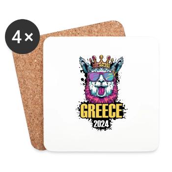 Greece 2024 Alpaca Party Holiday - Coasters (set of 4) - white - Front