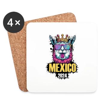 Mexique 2024 Vacances de fête de l’alpaga - Dessous de verre (lot de 4) - blanc - Devant