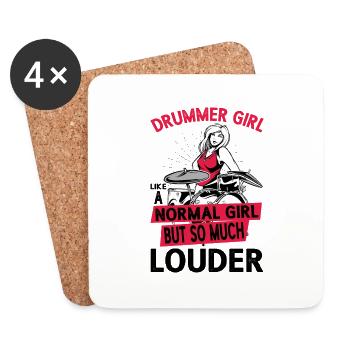 DrummerGirl Like A Normal Girl But So Much Louder - Untersetzer (4er-Set) - Weiß - Vorne