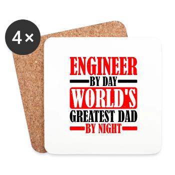 Engineer By Day, World's Greatest Dad By Night 2 - Untersetzer (4er-Set) - Weiß - Vorne