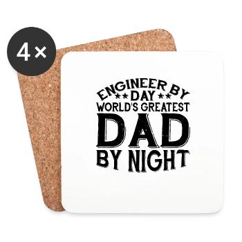 Engineer By Day, World's Greatest Dad By Night 3 - Untersetzer (4er-Set) - Weiß - Vorne