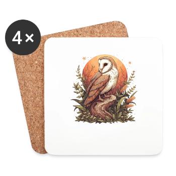 Barn Owl Schleiereulen Schleiereule - Coasters (set of 4) - white - Front