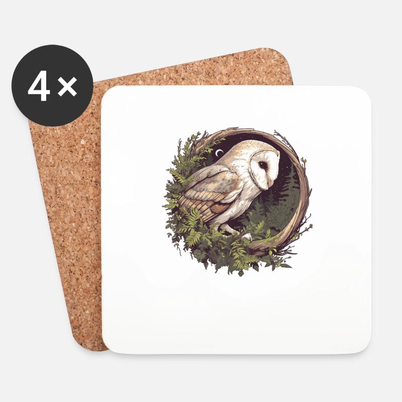 Barn Owl Schleiereulen Schleiereule - Untersetzer (4er-Set) - Weiß