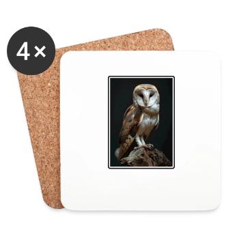 Barn Owl Schleiereulen Schleiereule - Untersetzer (4er-Set) - Weiß - Vorne