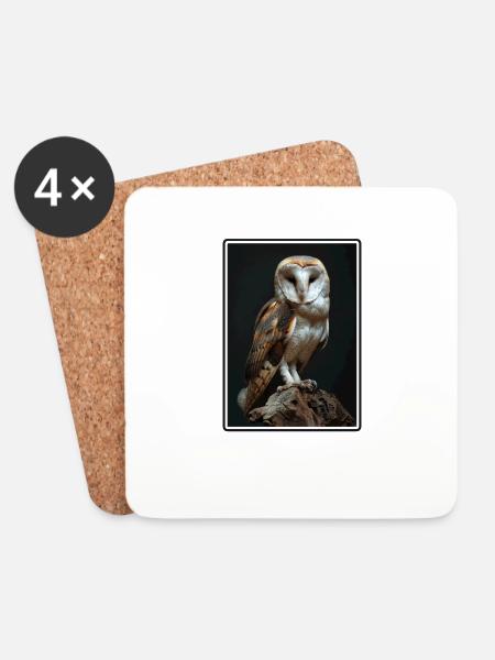 Barn Owl Schleiereulen Schleiereule - Untersetzer (4er-Set) - Weiß