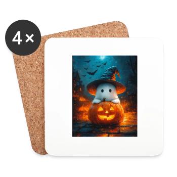 Cadeau d’Halloween Femmes Hommes Enfants Décoration - Dessous de verre (lot de 4) - blanc - Devant