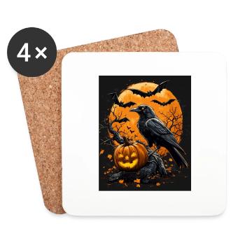 Halloween Gift Women Crow Men Kids Decoration - Coasters (set of 4) - white - Front