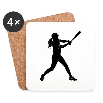 Baseball Woman Silhouette - Coasters (set of 4) - white - Front